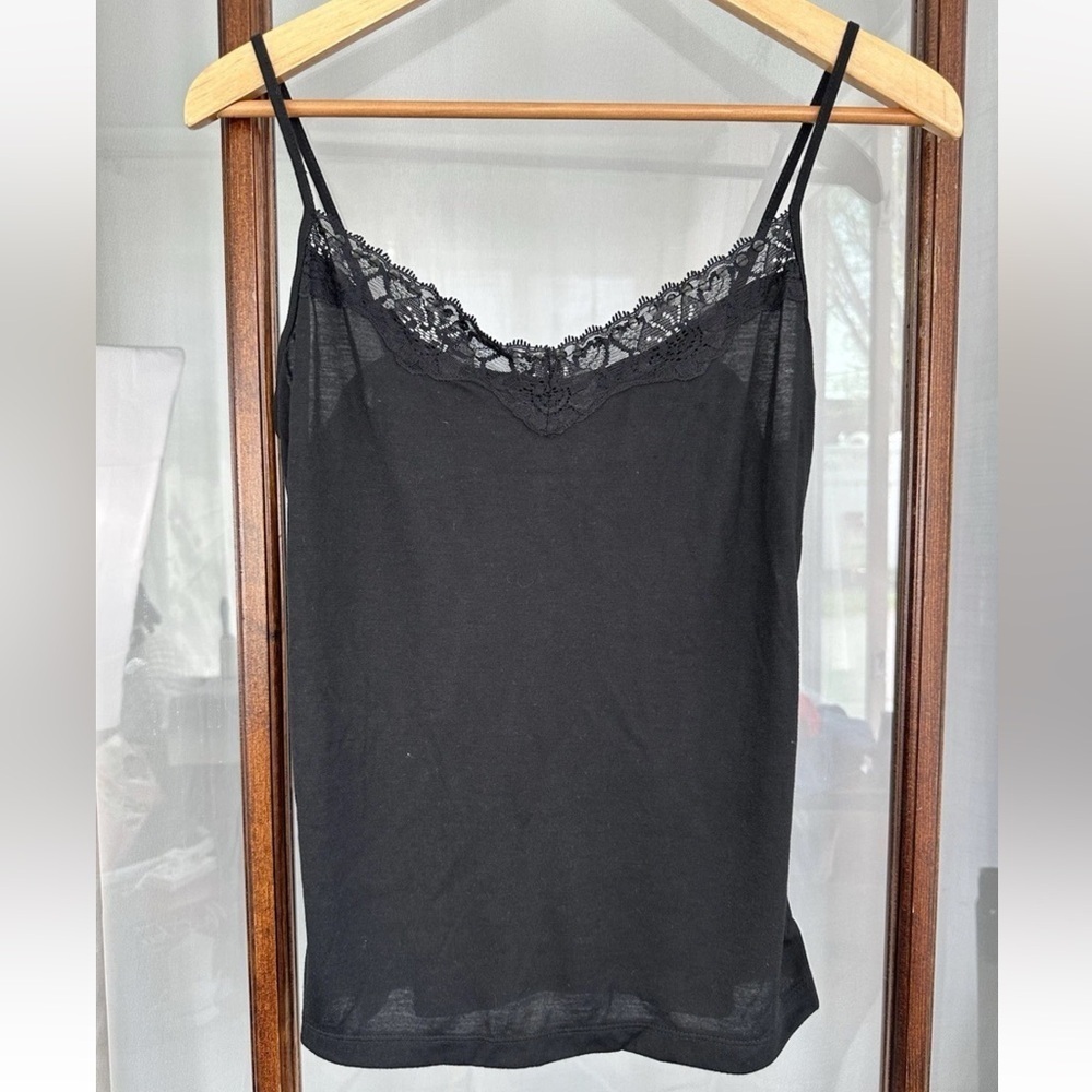 No Boundaries Lace Trim Tank Top Large 11-13 Black Fitted Sequins Stretch Y2K